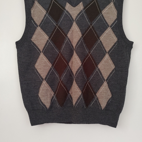 Pronto Uomo Knit Sweater Vest Argyle Size Large Wool Blend - Picture 6 of 11